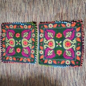 Bohemian Embroidered Accent Pillowcases 16 x 16 inches